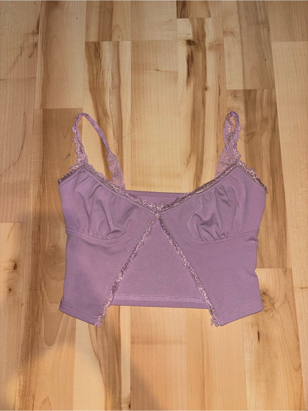 Lavender Lace Trim Crop Tank